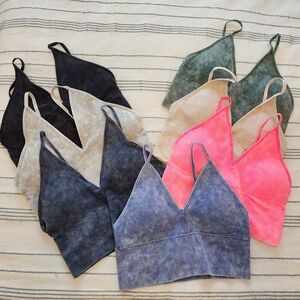 Set of 7 Acid Wash Bralette Tops By Zenana Outfitters In Size L/XL